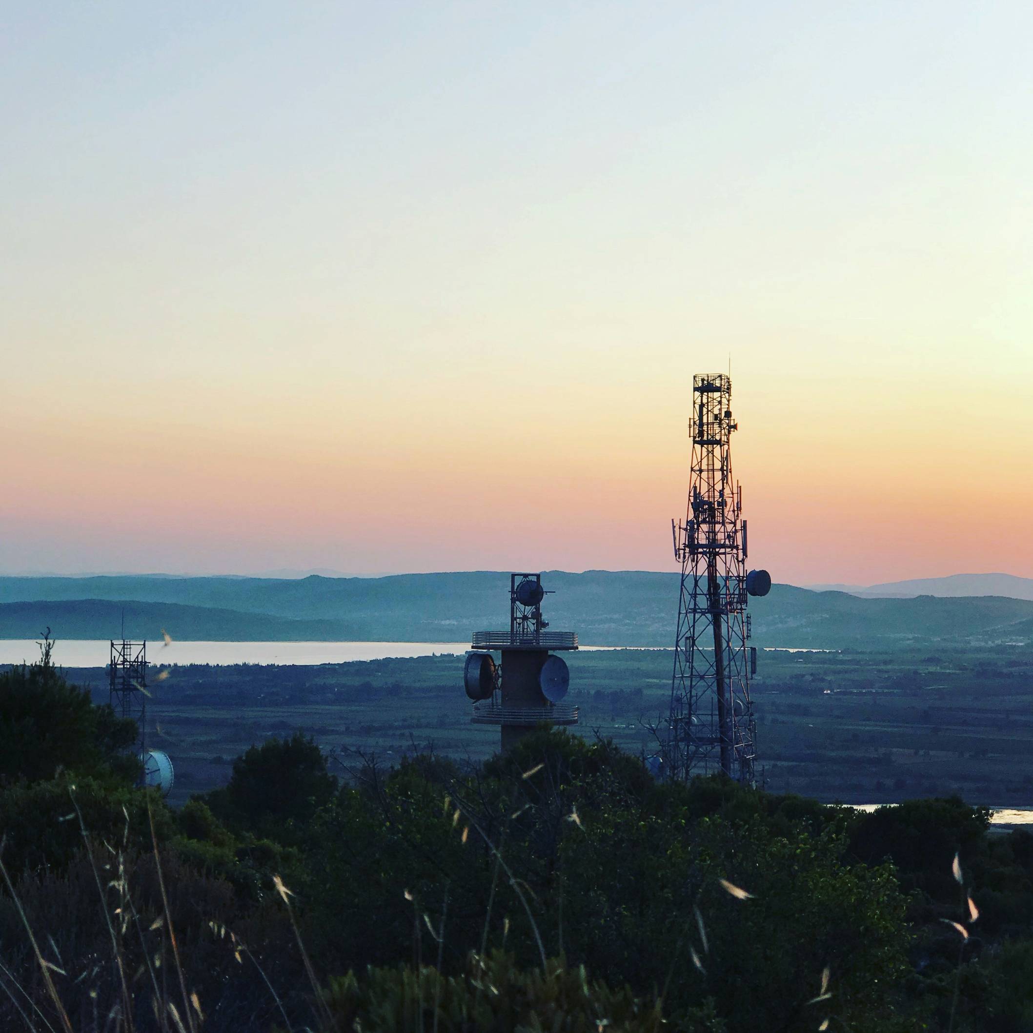 telecommunication tower on hill